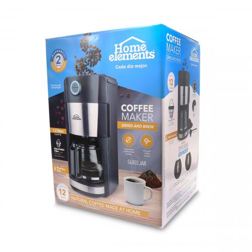 Cafetera con Moledor de Café 12 Tazas - Home Elements